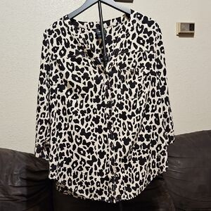 torrid/ Disney Collab Cream and Black Leopard Print Button-Down Top